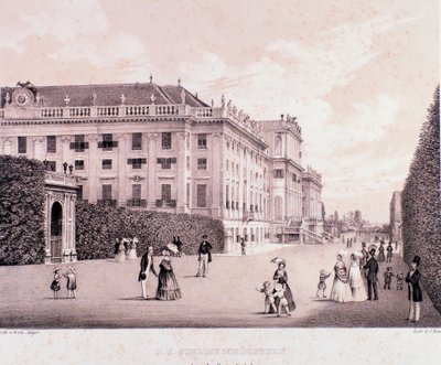 Paseantes en el parque del Palacio de Schönbrunn en Viena de Unknown artist