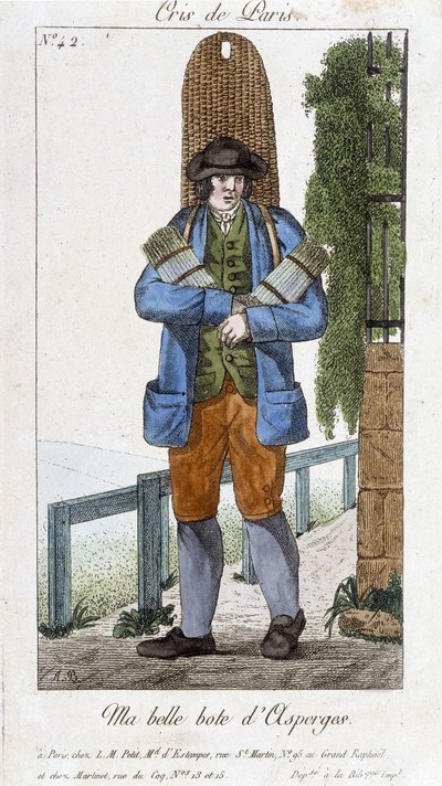 Vendedor ambulante de espárragos - en “Cris de Paris”, principios del siglo XIX de Unknown artist