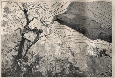 Guerra de 1870: el descenso del globo “Armand Barbes” con Léon Gambetta (1838-1882) a bordo el 7 de octubre de 1870 - Grabado en “La Ciencia francesa” de Unknown artist