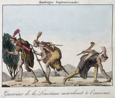 Guerreros de Luisiana tras las huellas del enemigo - grabado de Unknown artist