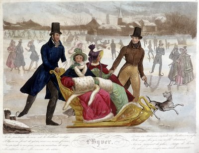 Invierno: Patinaje - grabado de Unknown artist