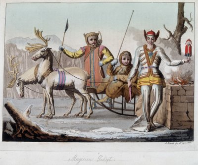 Hechicero Yakut, Siberia. En “El traje antiguo y moderno” de Unknown artist