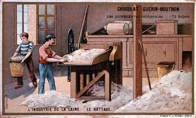 Industria de la lana, publicidad para chocolate Guerin Boutron, ca. 1895 de Unknown artist