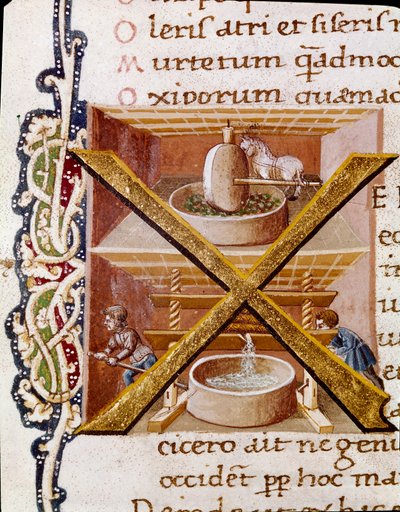 Trabajos en un molino de aceite (miniatura) de Unknown artist