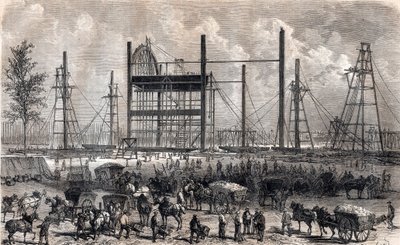 Obras del Campo de Marte en París a finales de abril de 1866 - grabado de 1867 de Unknown artist