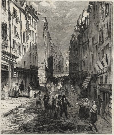 Obras en la rue de la Montagne Sainte-Genevieve en el 5º distrito de París en 1858. de Unknown artist