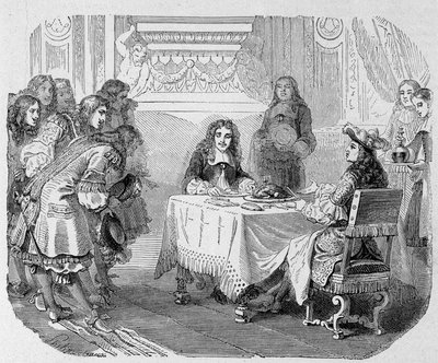 Me ven, señores, dijo el rey, ocupado comiendo Molière: Luis XIV y Molière en la mesa de Unknown artist