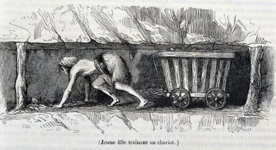 Joven trabajando en las minas de carbón en Inglaterra de Unknown artist