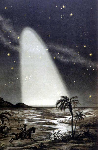 Fenómeno de luz zodiacal en la sabana mexicana. Litografía en color del siglo XIX. de Unknown artist