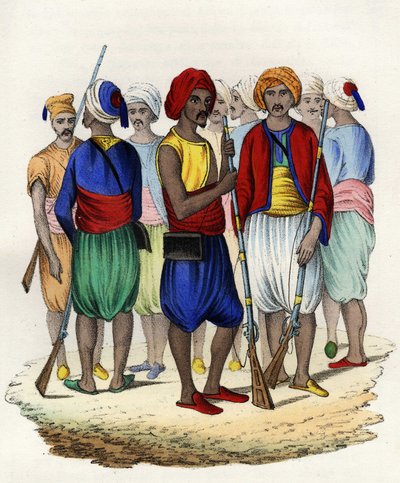 Zuavos, tiradores indígenas del ejército francés de África, entrenados en 1830. En “Storia d