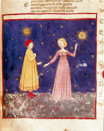 Primer cielo: Dante se encuentra con Beatriz en el Paraíso de Unknown artist