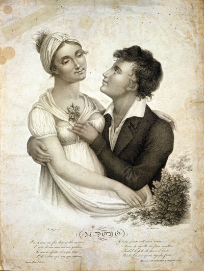 Escena de género que representa una pareja de Unknown artist