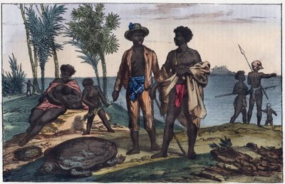Habitantes de las islas de Cabo Verde - grabado de 