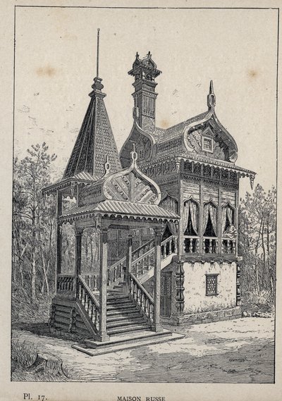 Casa rusa - grabado de 1889 en 