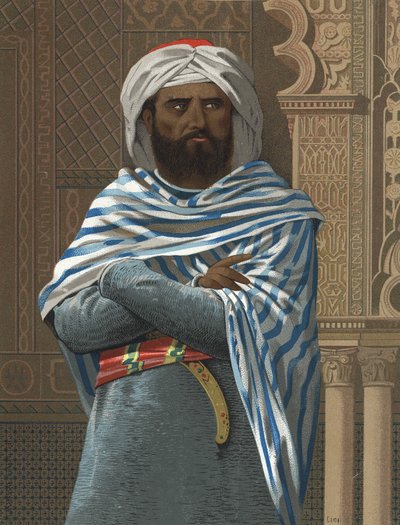 Retrato de Abd ar-Rahman I. apodado ad-Dakhil, “el Fugitive” (731 en Córdoba, 788). Emir de Córdoba (756-788) después de Hombres y Mujeres. Barcelona 1877. de Unknown artist