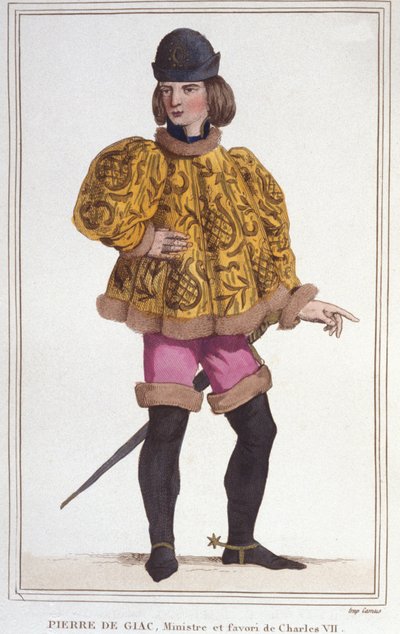Retrato de Pierre de Giac, favorito de Carlos VII, Ministro y Superintendente de Finanzas. Grabado de 1830 de Unknown artist