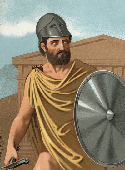 Retrato de Temístocles. En griego Themistoklês, estadista y general ateniense (v. 525 a.C. a v. 460 a.C.) después de Hombres y Mujeres Célebres. Barcelona 1877 de Unknown artist