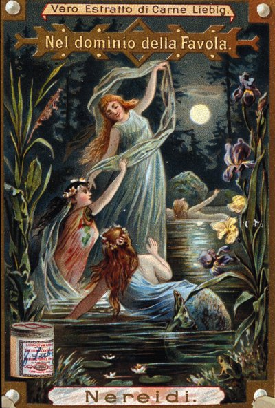 Representación de nereidas, ninfas marinas. Cromolitografía del siglo XIX de Unknown artist