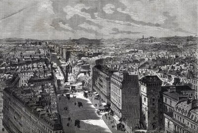 Las grandes obras de Haussman - Transformaciones de París bajo el Segundo Imperio, París Haussmannien (Boulevard, obras Haussmannianas) - La perforación de la calle Etienne Marcel- de la calle Turbigo a la Place des Victoires - grabado en “Le journal illus de Unknown artist