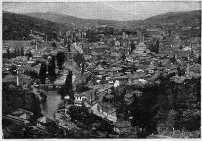 Vista de la ciudad de Sarajevo en 1894 - grabado de Unknown artist