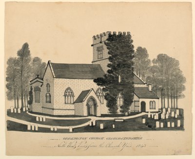 Cementerio de la Iglesia de Oddington, Gloucestershire, Vista Noroeste de Unknown, English