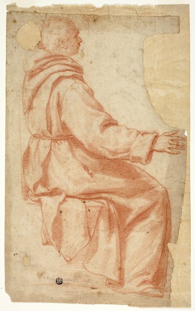 Monje sentado de perfil a la derecha de Unknown Florentine