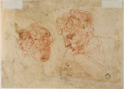 Dos bocetos de cabezas (anverso); Dos bocetos de mujer drapeada (reverso) de Unknown Florentine