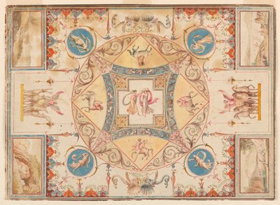 Techo en la Villa de Adriano, con ninfas, centauros, ciervos y elefantes de Unknown, Italian