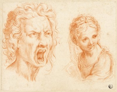 Cabeza de hombre, busto de niña de Unknown Italian