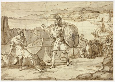 Escena de la Ilíada: Enfrentamiento de dos guerreros de Unknown Italian