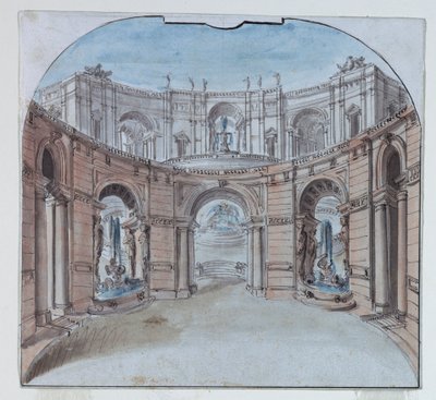 Diseño de escenario: Arquitectura del palacio de Unknown, Italian