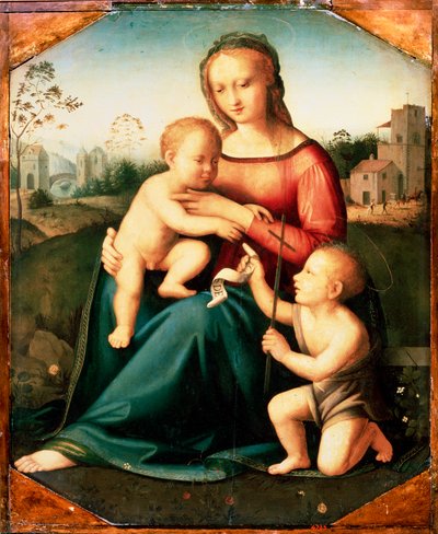 Virgen y niño con Juan el Bautista de niño de Unknown Old Master