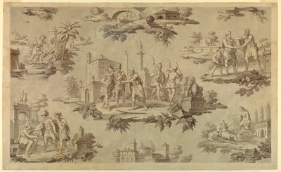 Dibujo, Caricatura para estampación de algodón: La vida de Belisaire [La Vie de Bélisaire], ca. 1820 de Unknown artistUnknown artist