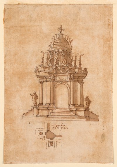Dibujo, Catafalco, hacia 1631 de Unknown artistUnknown artist