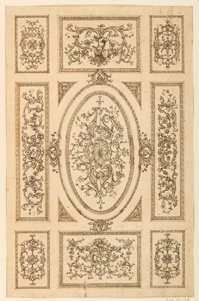 Dibujo, Diseño de techo, ca. 1750 de Unknown artistUnknown artist