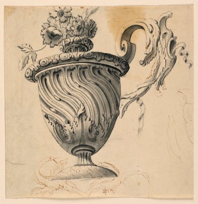 Dibujo, pintura del techo y florero, ca. 1725-50 de Unknown artistUnknown artist