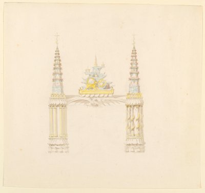 Dibujo, Chimenea, Pared Oeste de la Sala de Música, ca. 1820 de Unknown artistUnknown artist