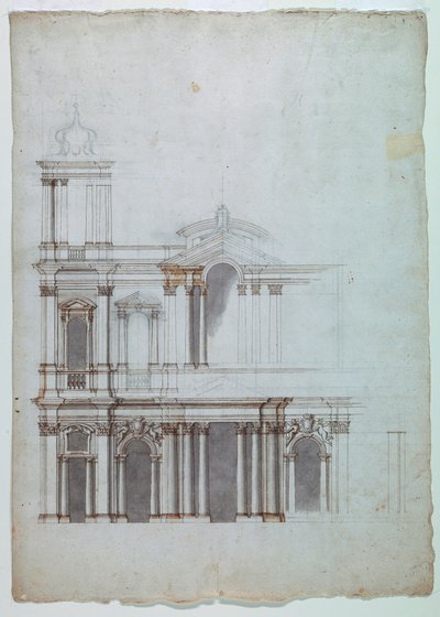 Dibujo, fachada de iglesia, siglo XVIII de Unknown artistUnknown artist
