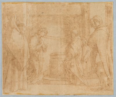 Dibujo, Copia tras la Anunciación del ángel a Zacarías, 1538-1600 de Unknown artistUnknown artist