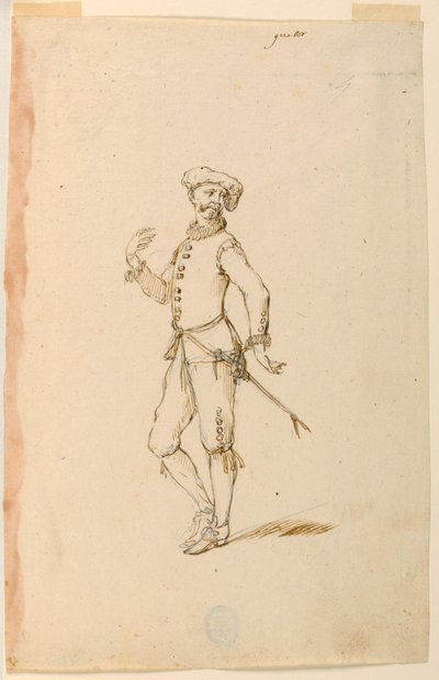 Dibujo, Diseño de vestuario: Un capitán para un ballet, ca. 1720 de Unknown artistUnknown artist