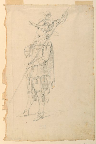 Dibujo, Diseño de vestuario: Un alabardero para un ballet, ca. 1720 de Unknown artistUnknown artist