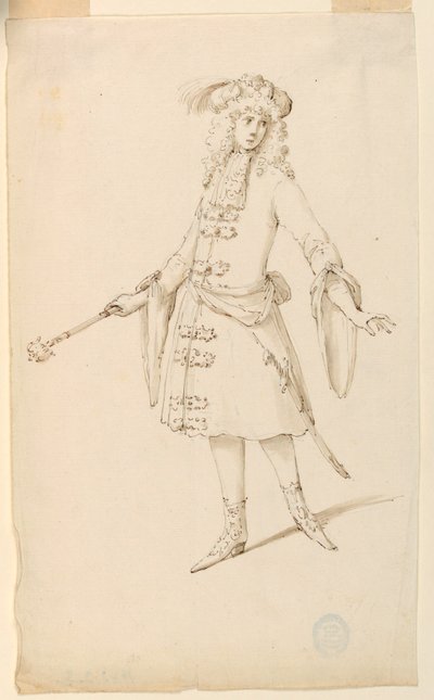 Dibujo, Diseño de vestuario: Un noble, rey o príncipe para un ballet, ca. 1720 de Unknown artistUnknown artist