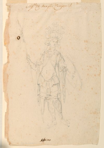 Dibujo, Diseño de vestuario: África para un ballet, hacia 1720 de Unknown artistUnknown artist