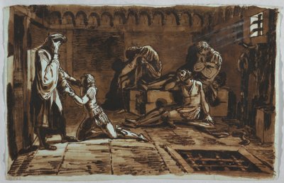 Dibujo, Muerte del conde Ugolino y de sus hijos, 1815-1823 de Unknown artistUnknown artist