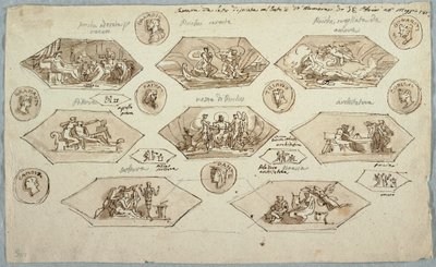 Dibujo, Decoración para el techo de un dormitorio en Villa Aldini, Montmorency, 1813 de Unknown artistUnknown artist