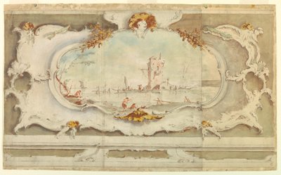 Dibujo, Cartela decorativa con un paisaje, ca. 1770 de Unknown artistUnknown artist