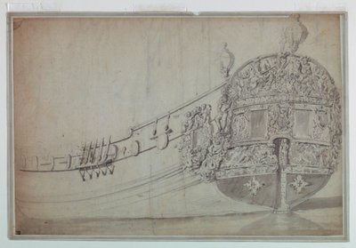 Dibujo, Diseño decorativo para la popa de un barco, ca. 1705 de Unknown artistUnknown artist