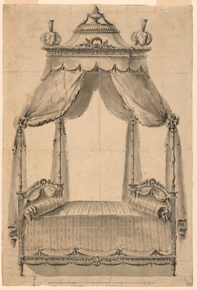 Dibujo, Diseño para una cama, ca. 1785 de Unknown artistUnknown artist
