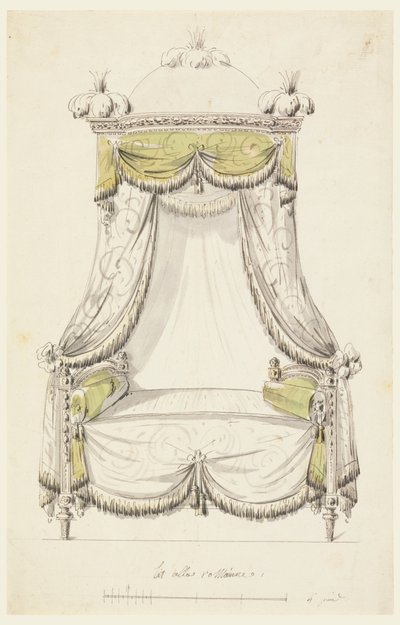 Dibujo, Diseño para una cama de estilo romano, 1780 de Unknown artistUnknown artist