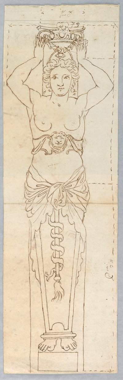 Dibujo, Diseño para una cariátide, siglo XVIII de Unknown artistUnknown artist